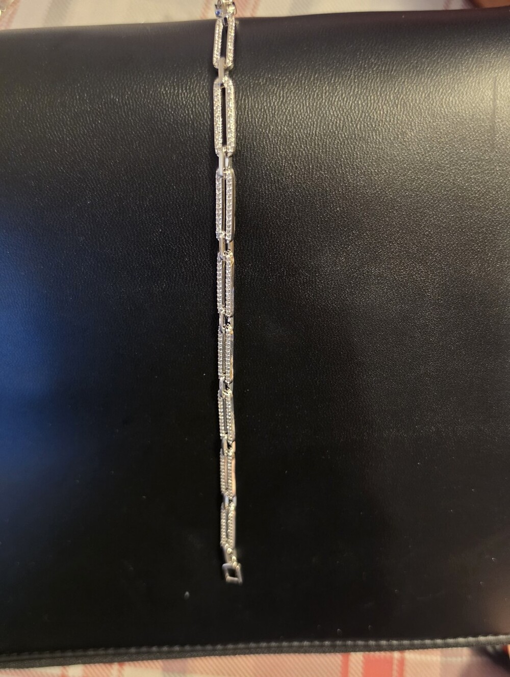 Sterling Silver Rectangular Link Bracelet - Silver